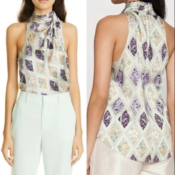 Cinq à Sept Adalynn Print Sleeveless Turtleneck Medium NEW $325 - Picture 1 of 14